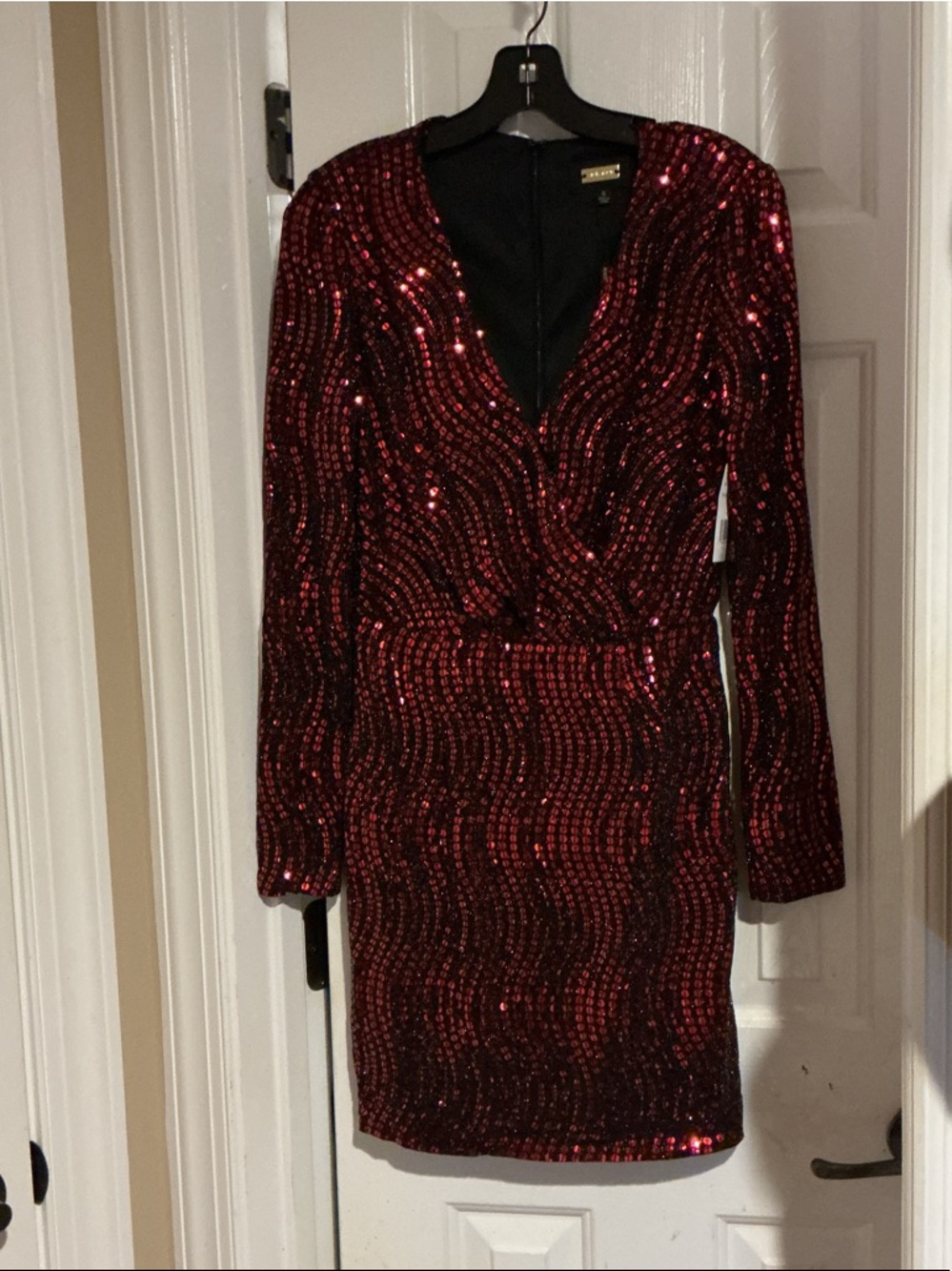 Alexia Admor Bordeaux Sequin Long Sleeve Mini Dress